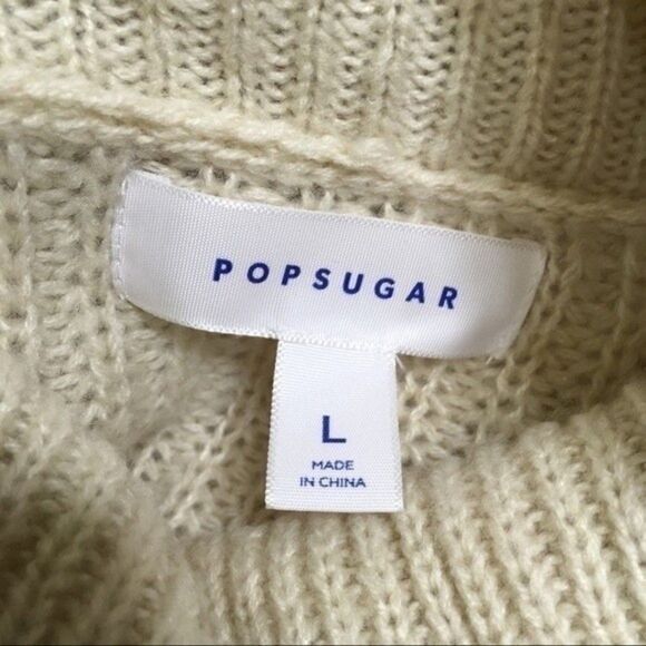 POPSUGAR COLOR BLOCK COWL NECK KNIT BUBBLE SLEEVES SWEATER LARGE CASUAL COMFY - Picture 7 of 10